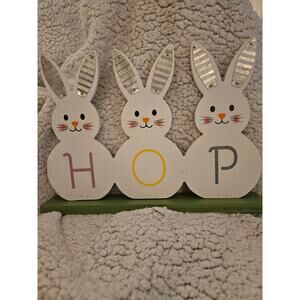 Easter At Home 3 Bunnies Sign HOP